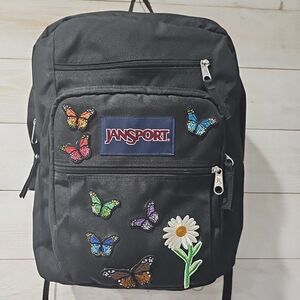 Jansport  Big Student Backpack Black Butterfly Daisy